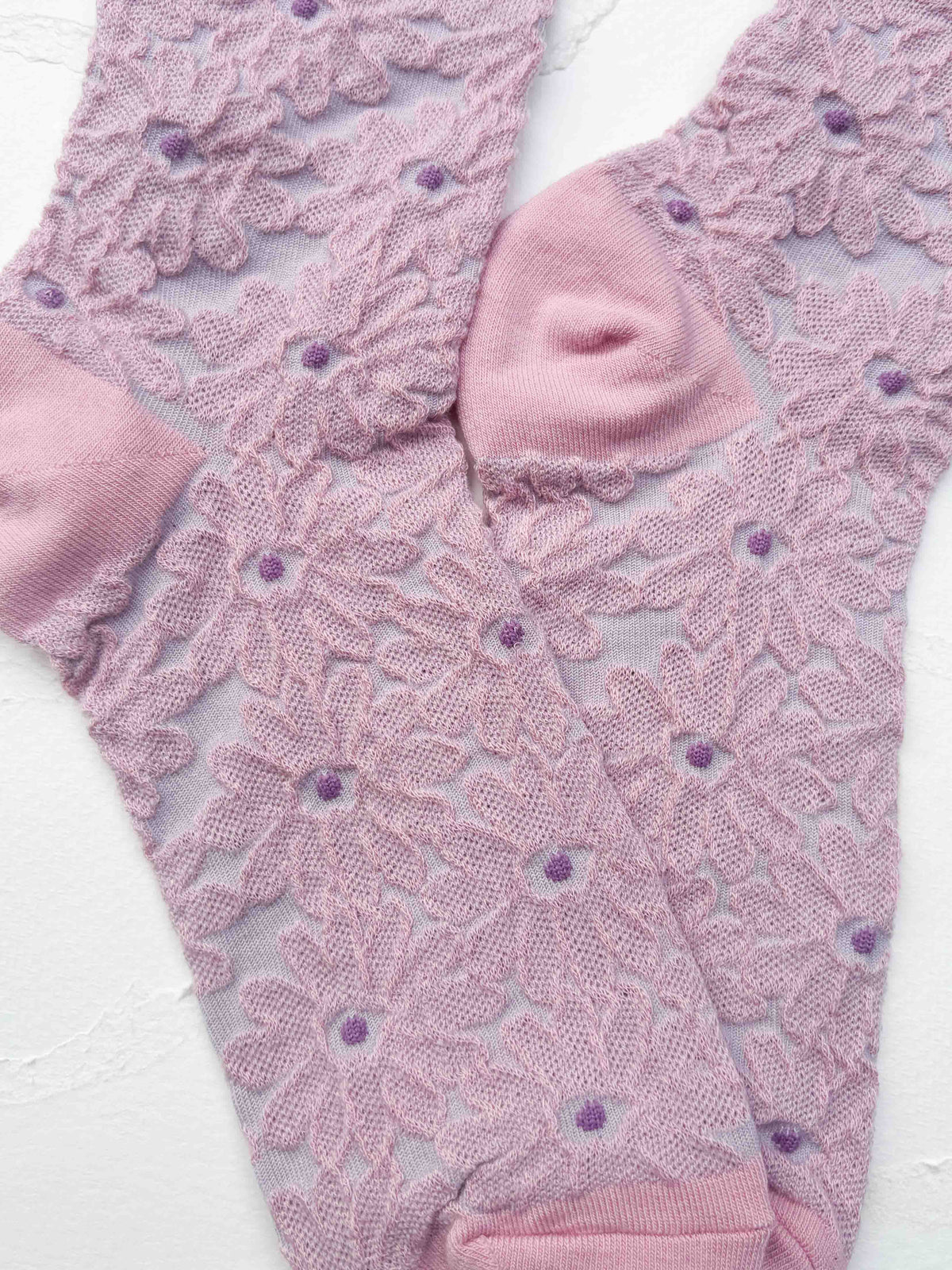 Floral Lace Cotton Blend Crew Socks
