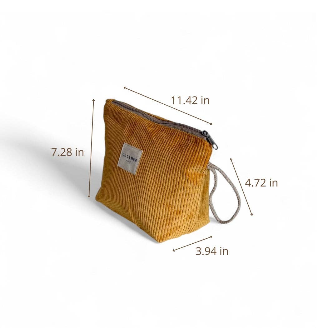 Corduroy Small Makeup Bag – Mustard (Taz)