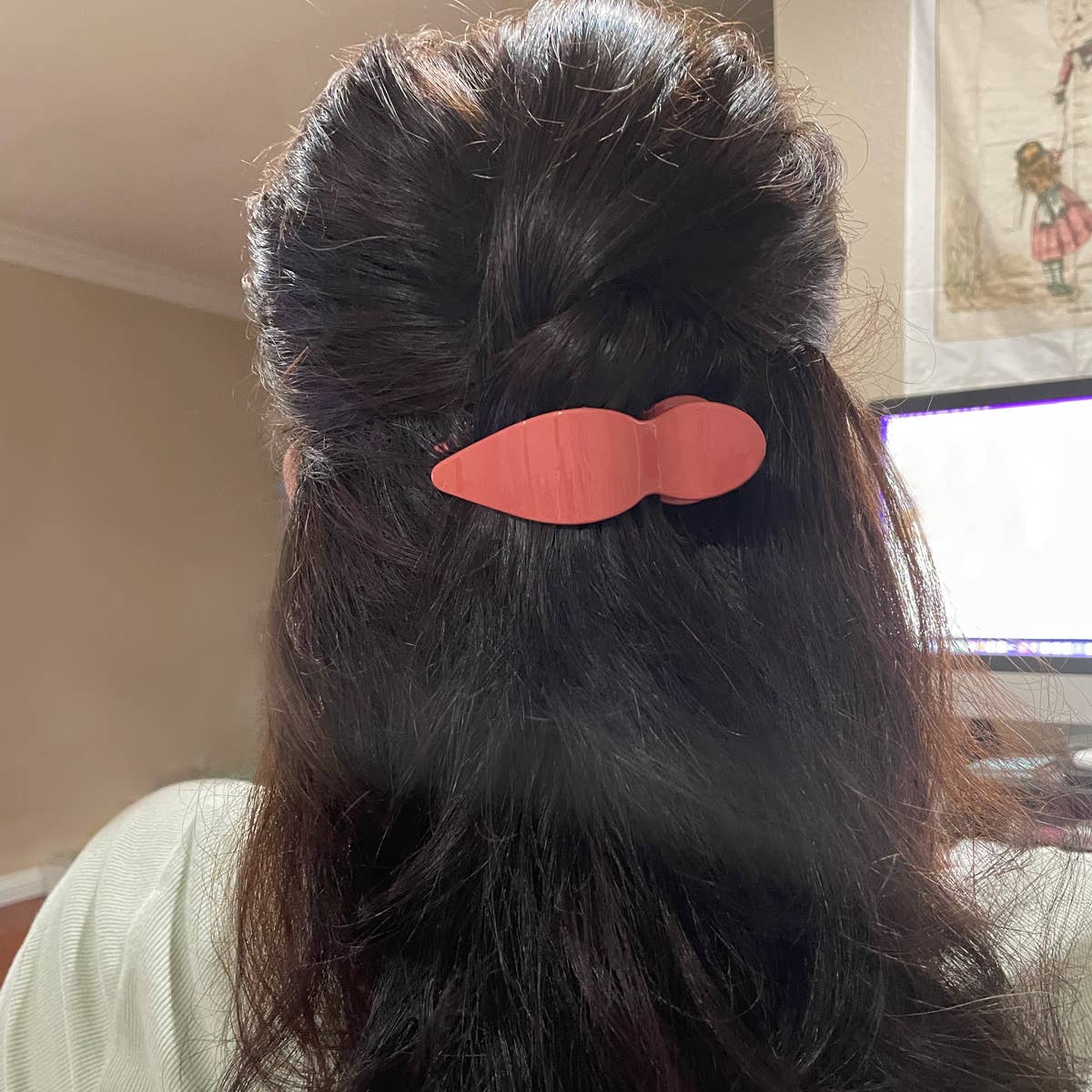Glossy Bonnie Side Hair Claw Clip: Coral Brick