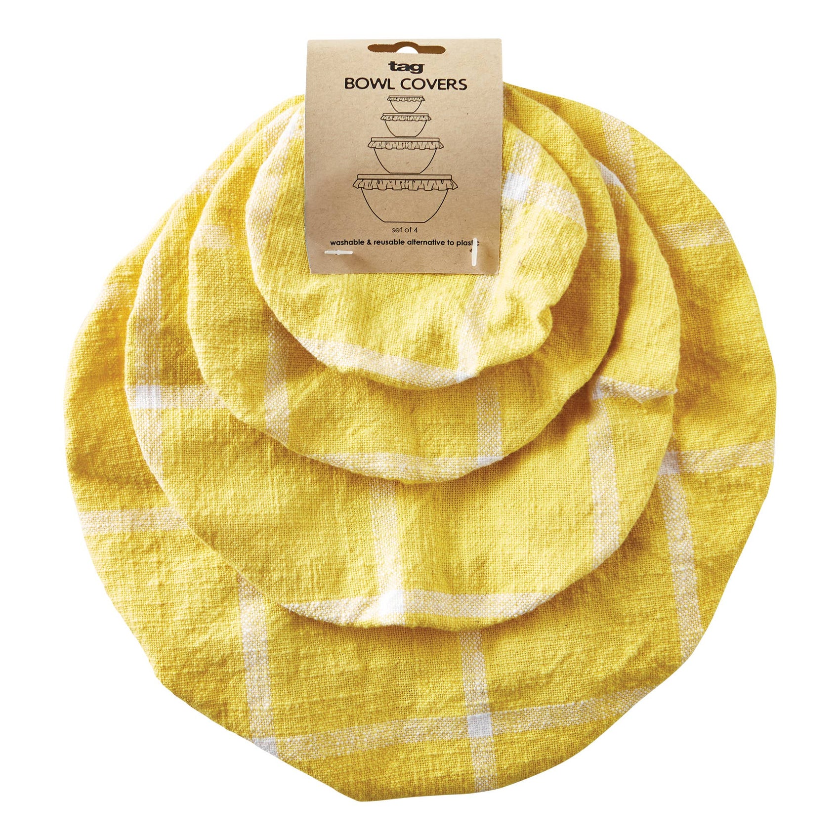 Classic Check Bowl Cover Set of 4 - Yellow