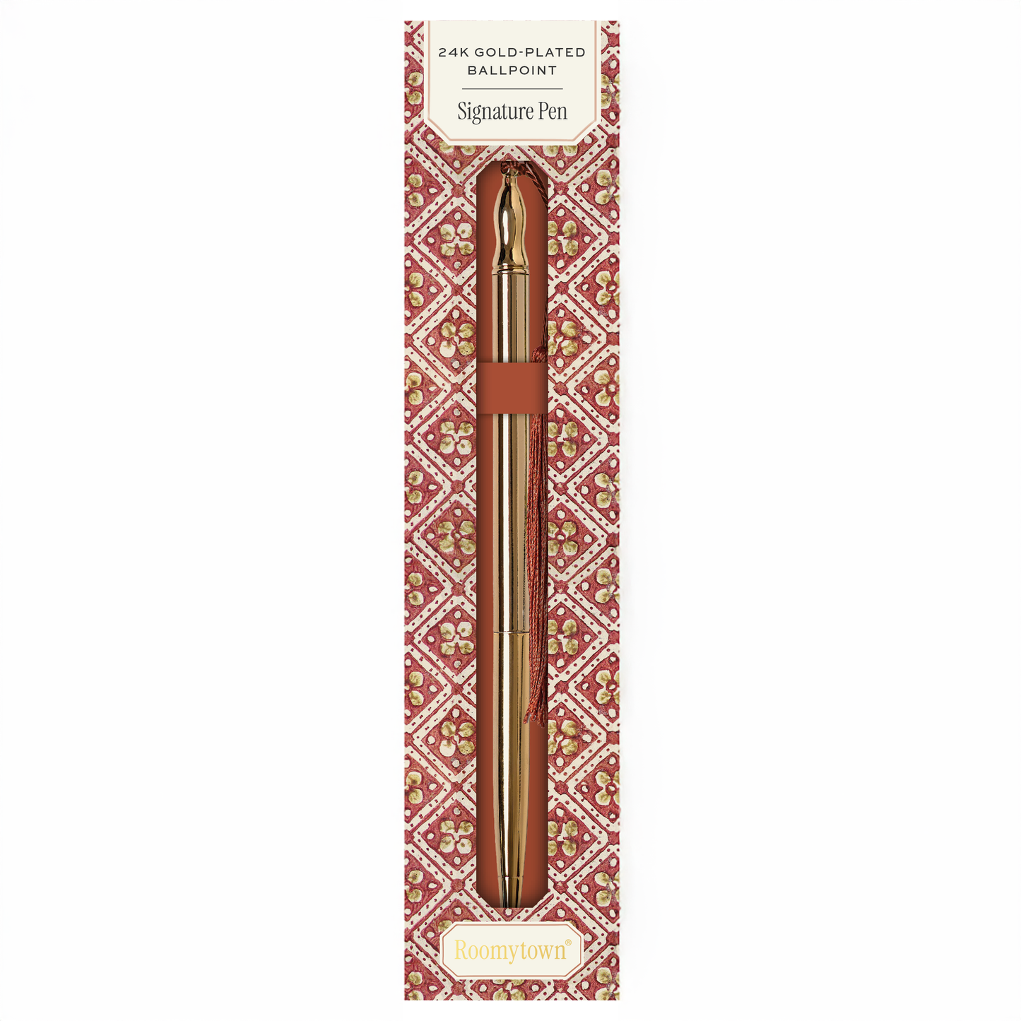 24k Gold Plated Ballpoint Pen - Rust Tassel