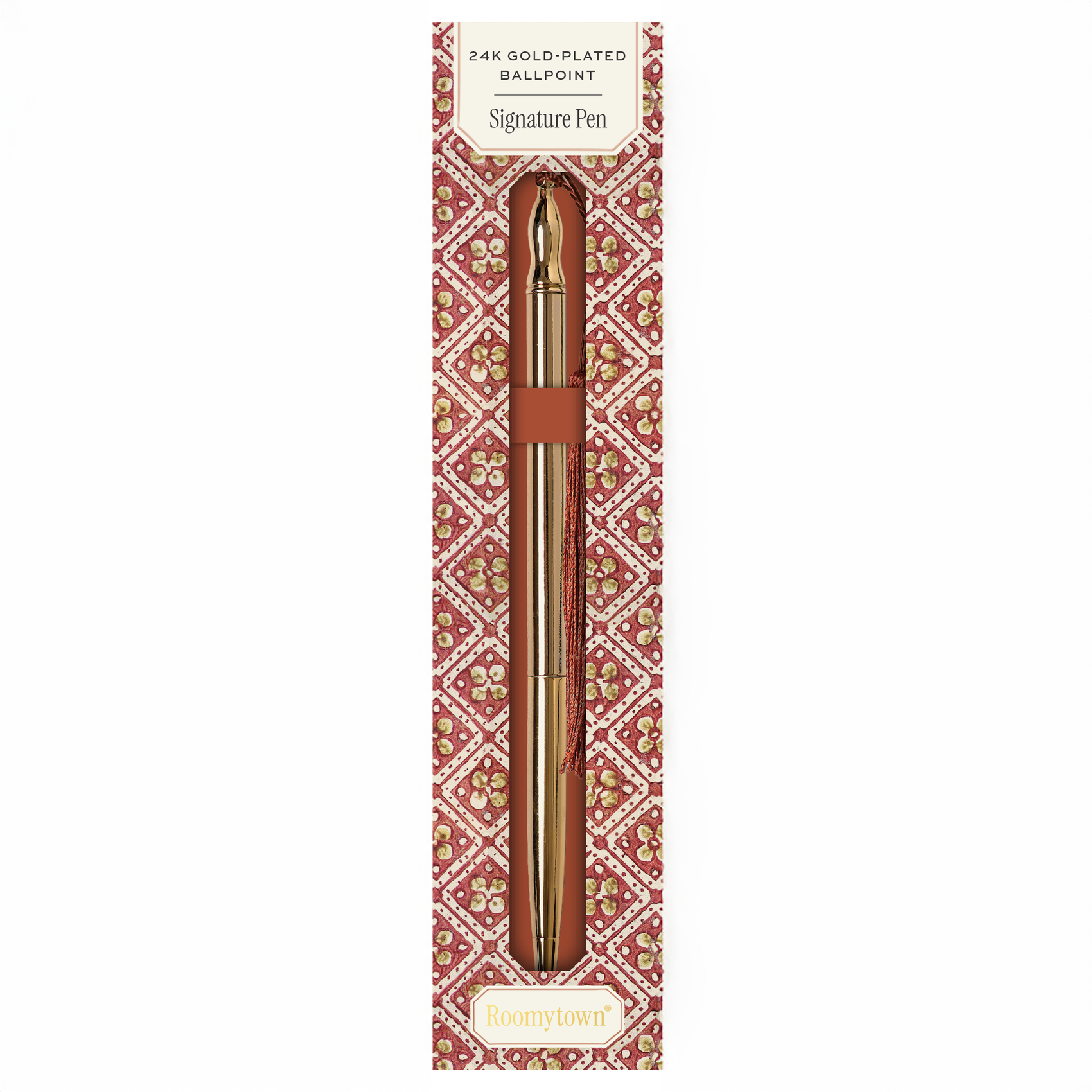 24k Gold Plated Ballpoint Pen - Rust Tassel