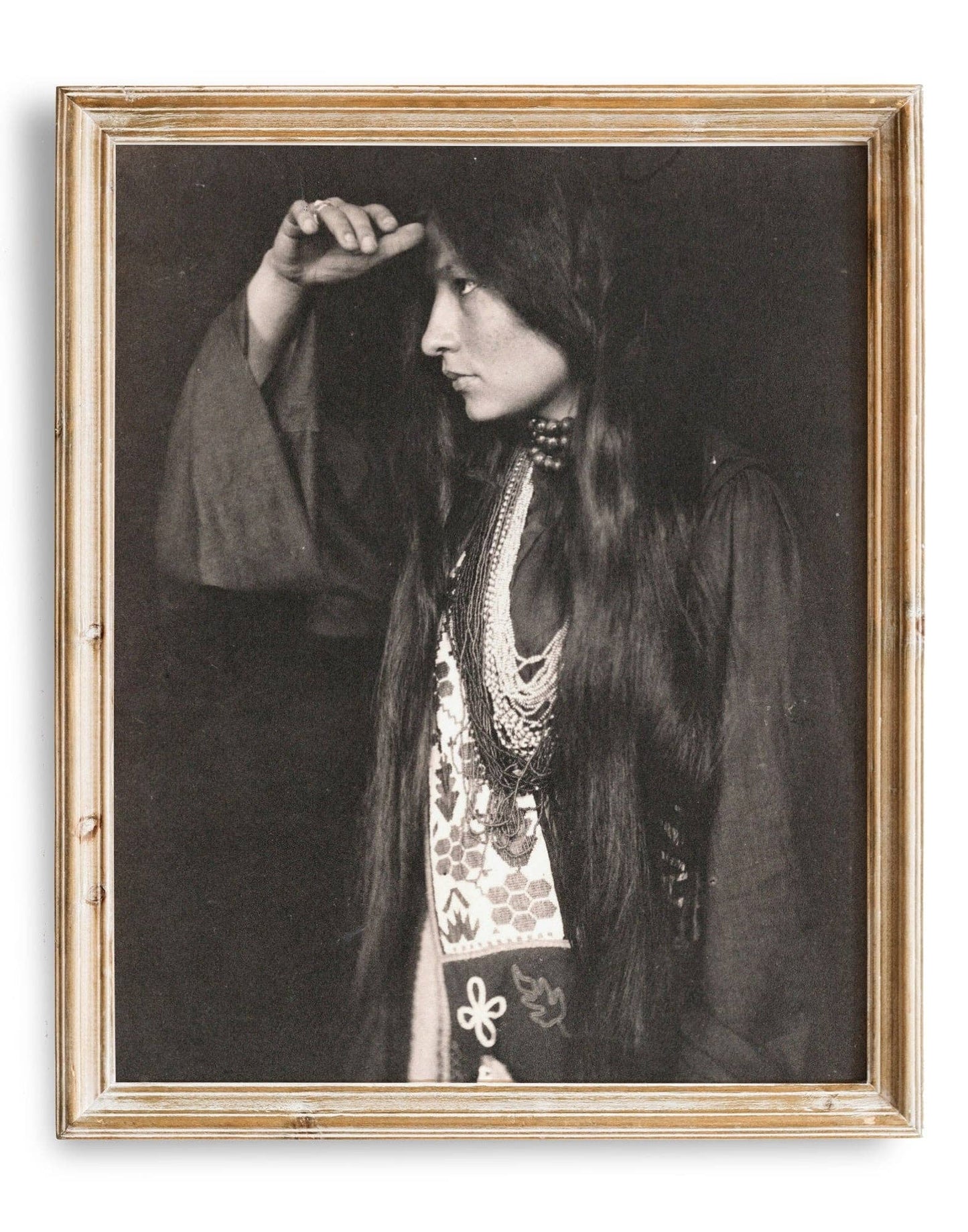 Vintage Native American Photograph | Desert Wall Art | Rustic Boho Painting | Black & White: 8x10 inch