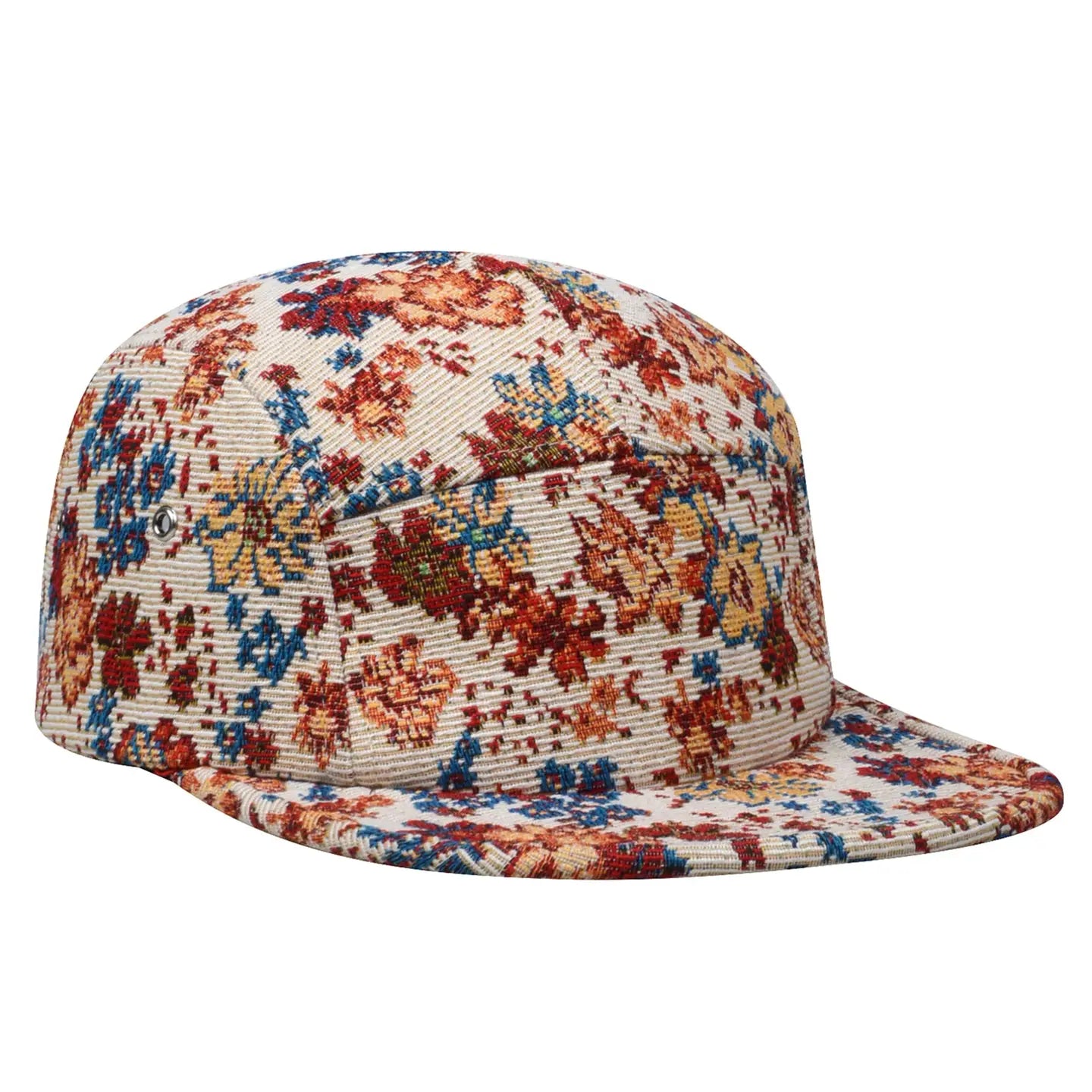 Hatphile Jacquard Floral Pattern 5 Panel Hat Camp Cap