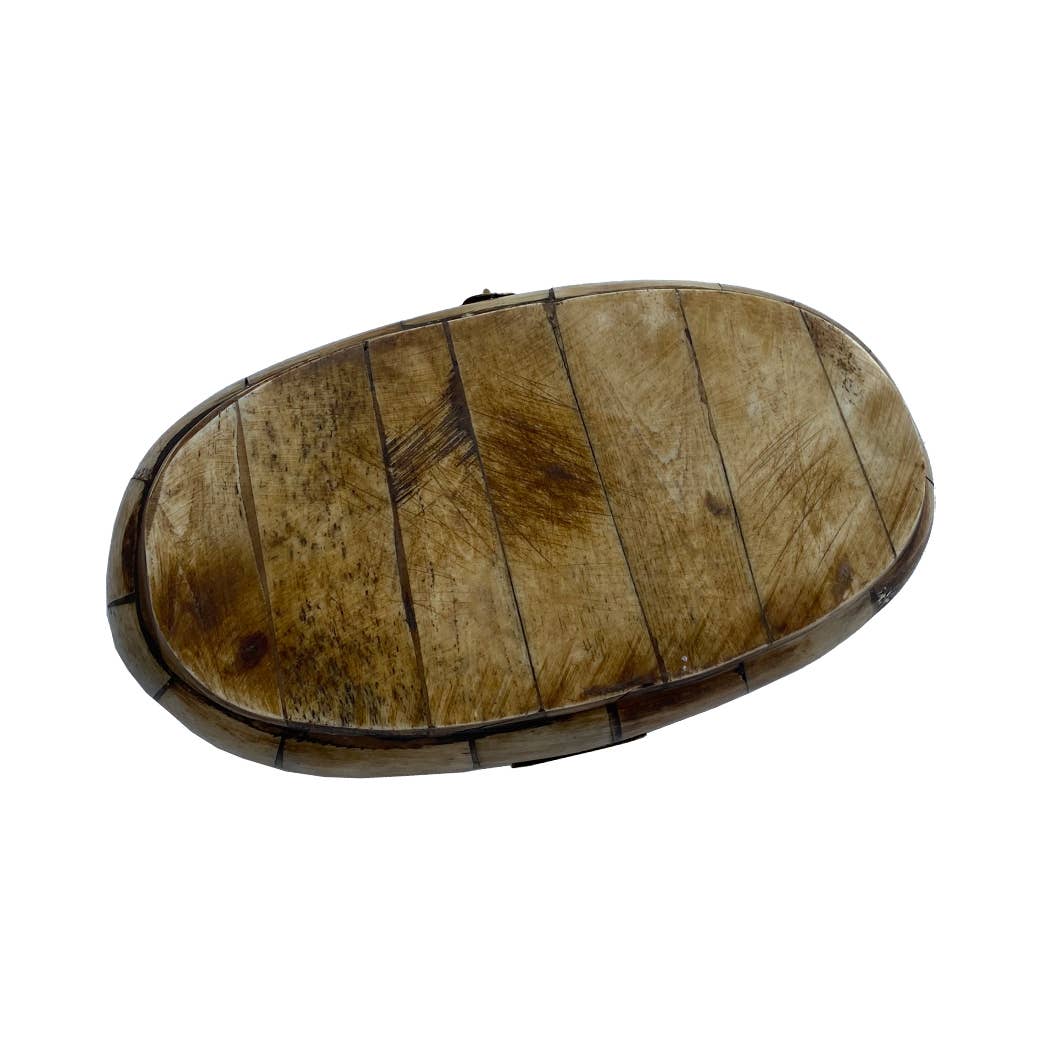 Antiqued Vintage Oval Bone Box | 5-1/2” | Storage box