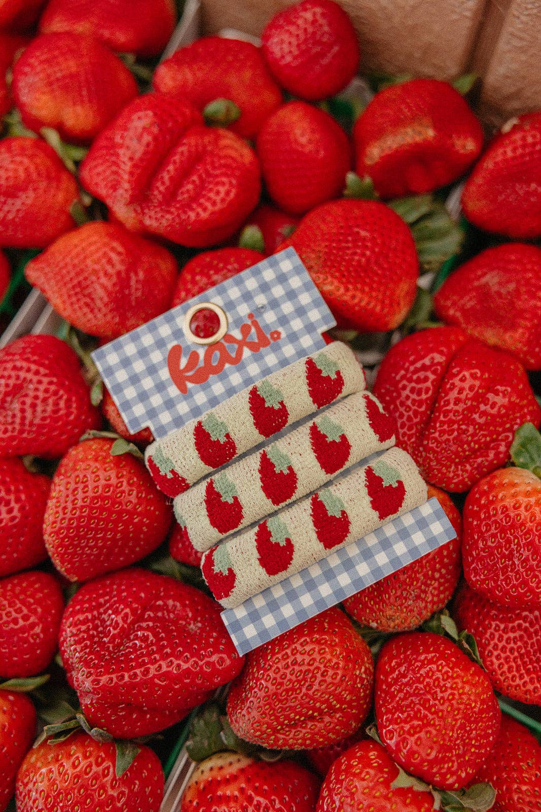 Knitted Strawberry Hairties - Three Pack