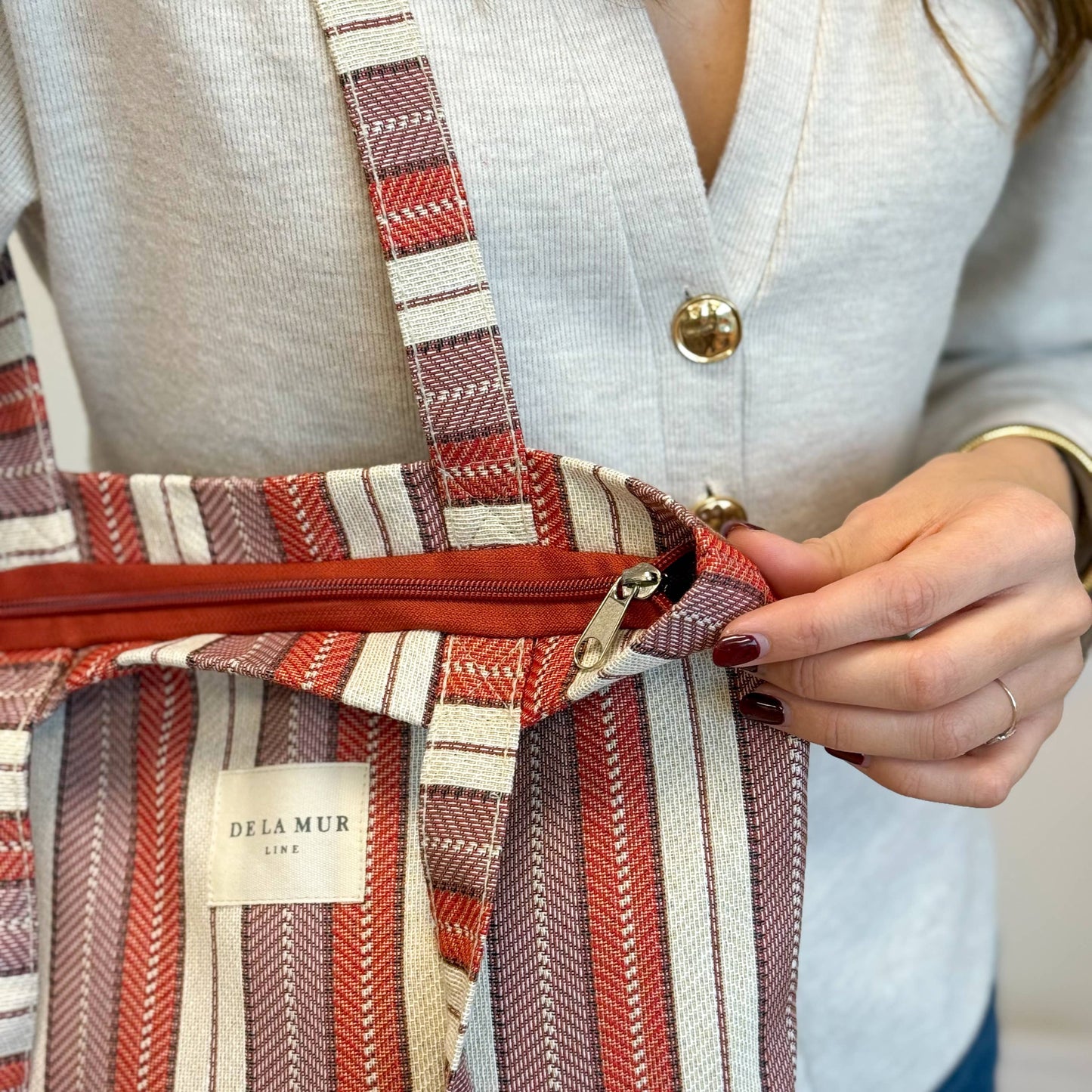 Zippered Tote in Summer Stripe - Medium