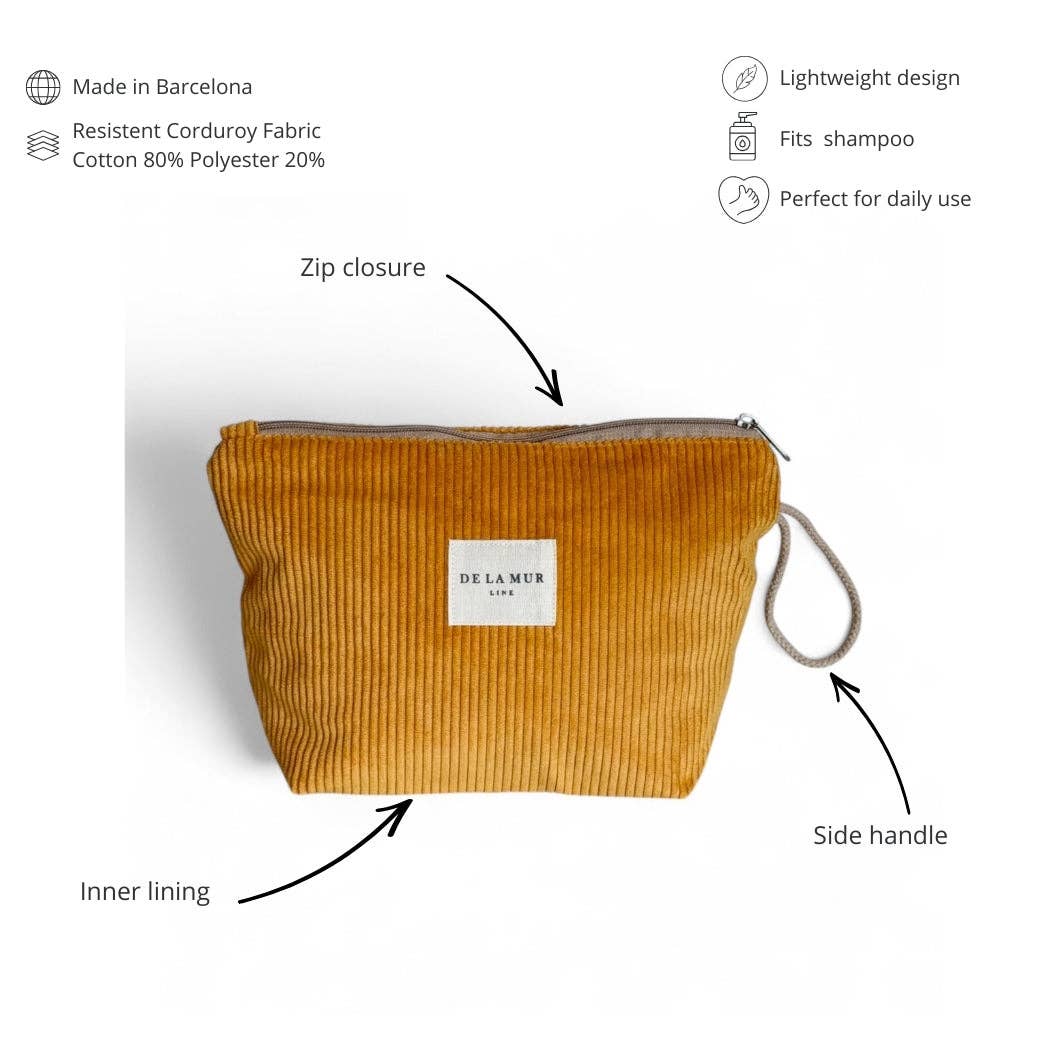 Corduroy Small Makeup Bag – Mustard (Taz)