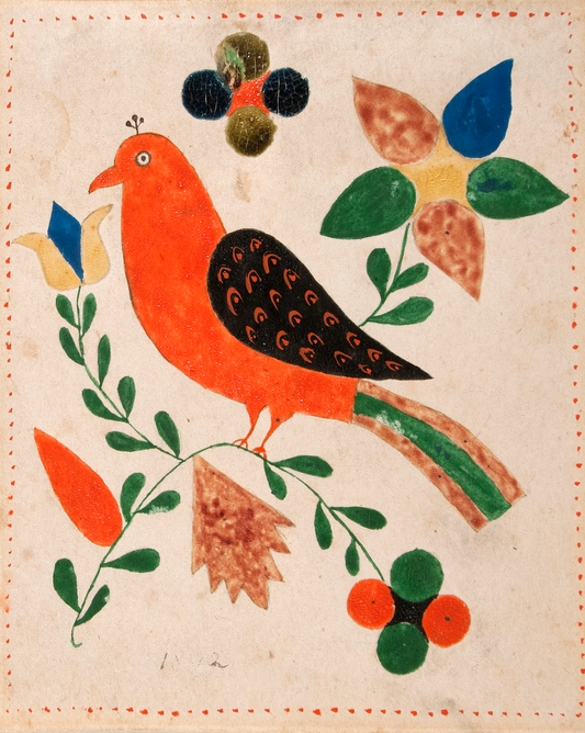 Bird on Twig Antique Art Print
