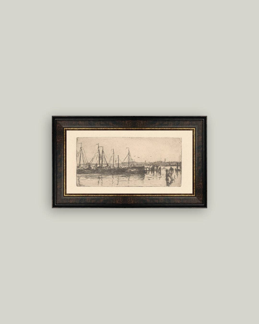 The Barges Framed Antique Art