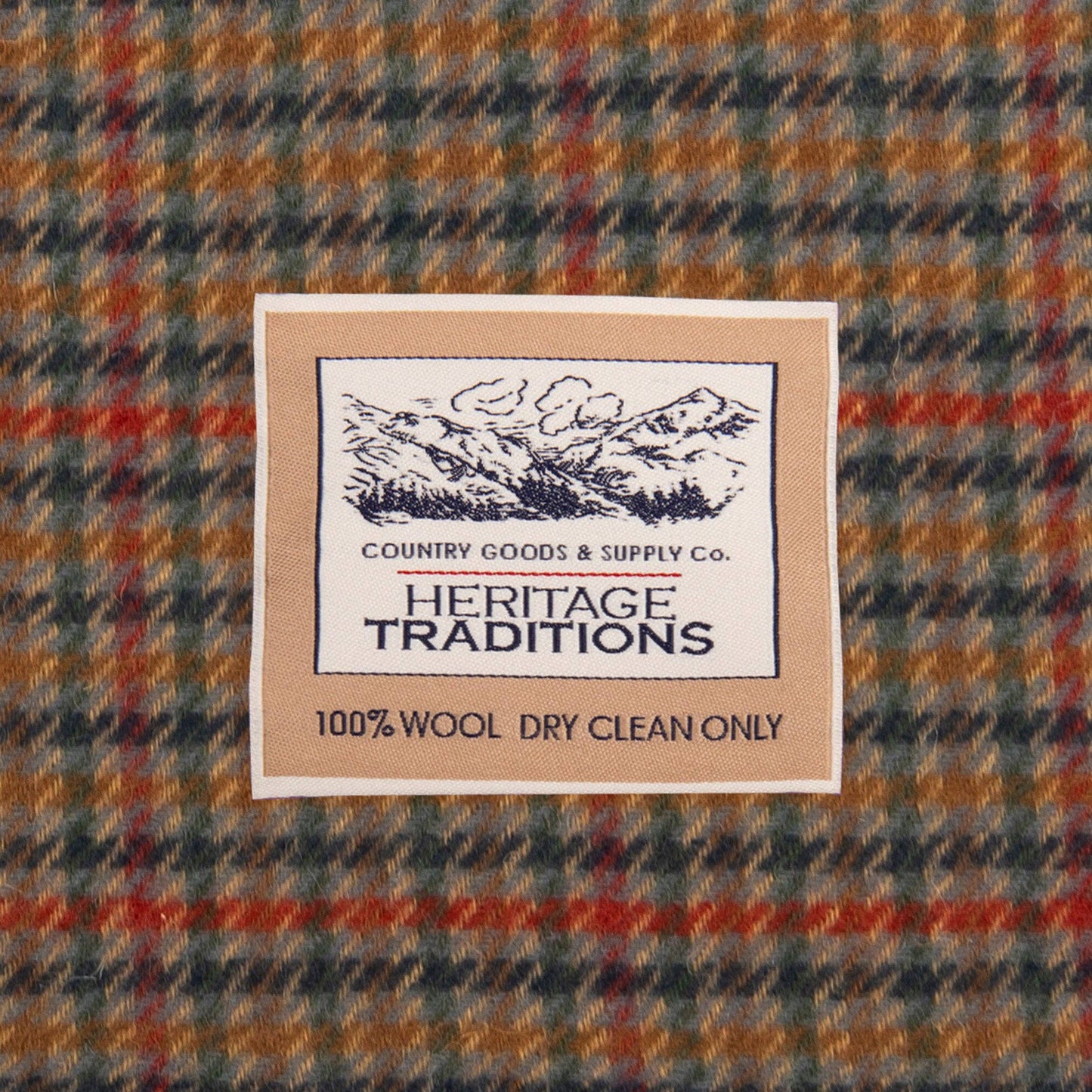 Heritage Traditions Check Wool Scarf: Petrol Rust