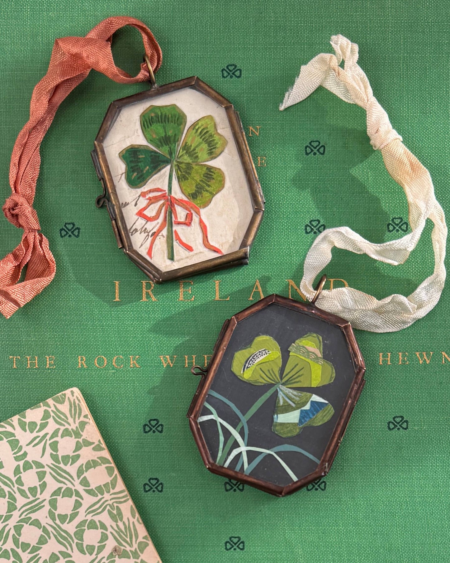 Clover with Bow - Handmade Art Locket