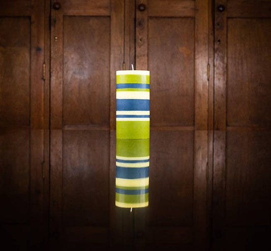 British Colour Standard Pillar Candles - Olive, Indigo and Jasmine