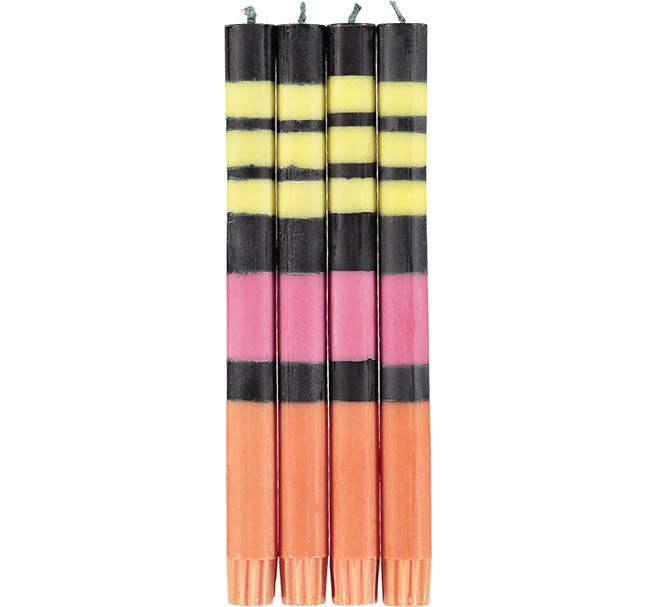 British Colour Standard Dinner Candles - Jet Black, Orange Flame, Neyron & Sulphur Yellow
