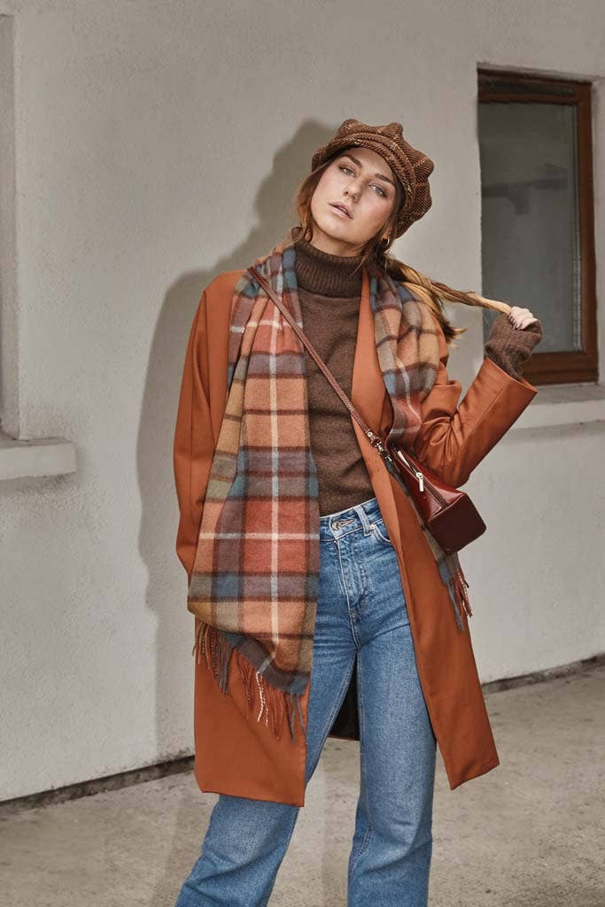 Pure Wool Tartan Check Scarf: Lindsay