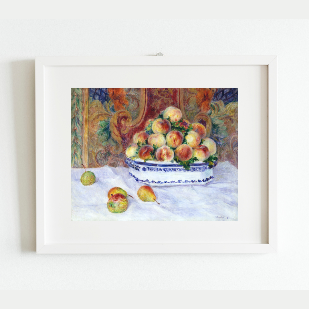 Still Life with Peaches Antique Art Print