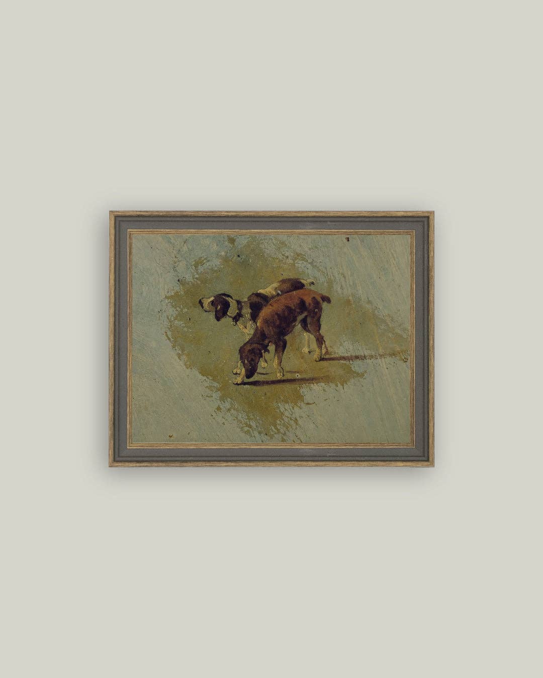 Two Dogs Framed Antique Art