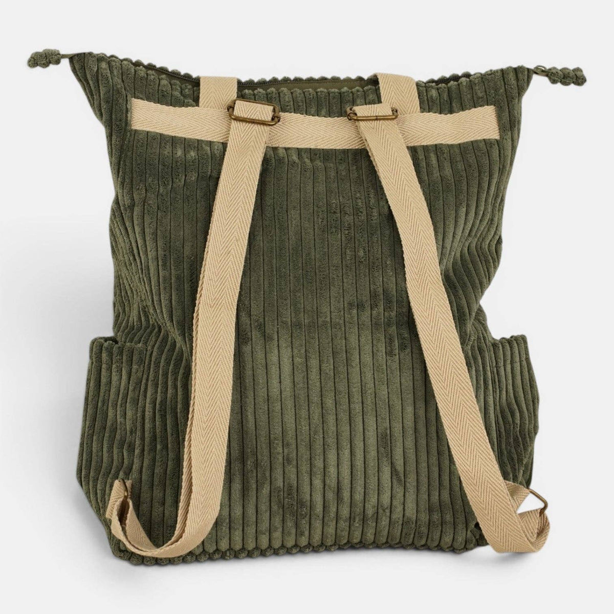 Corduroy Backpack - Shoulder Bag – Olive Green (Musgo)