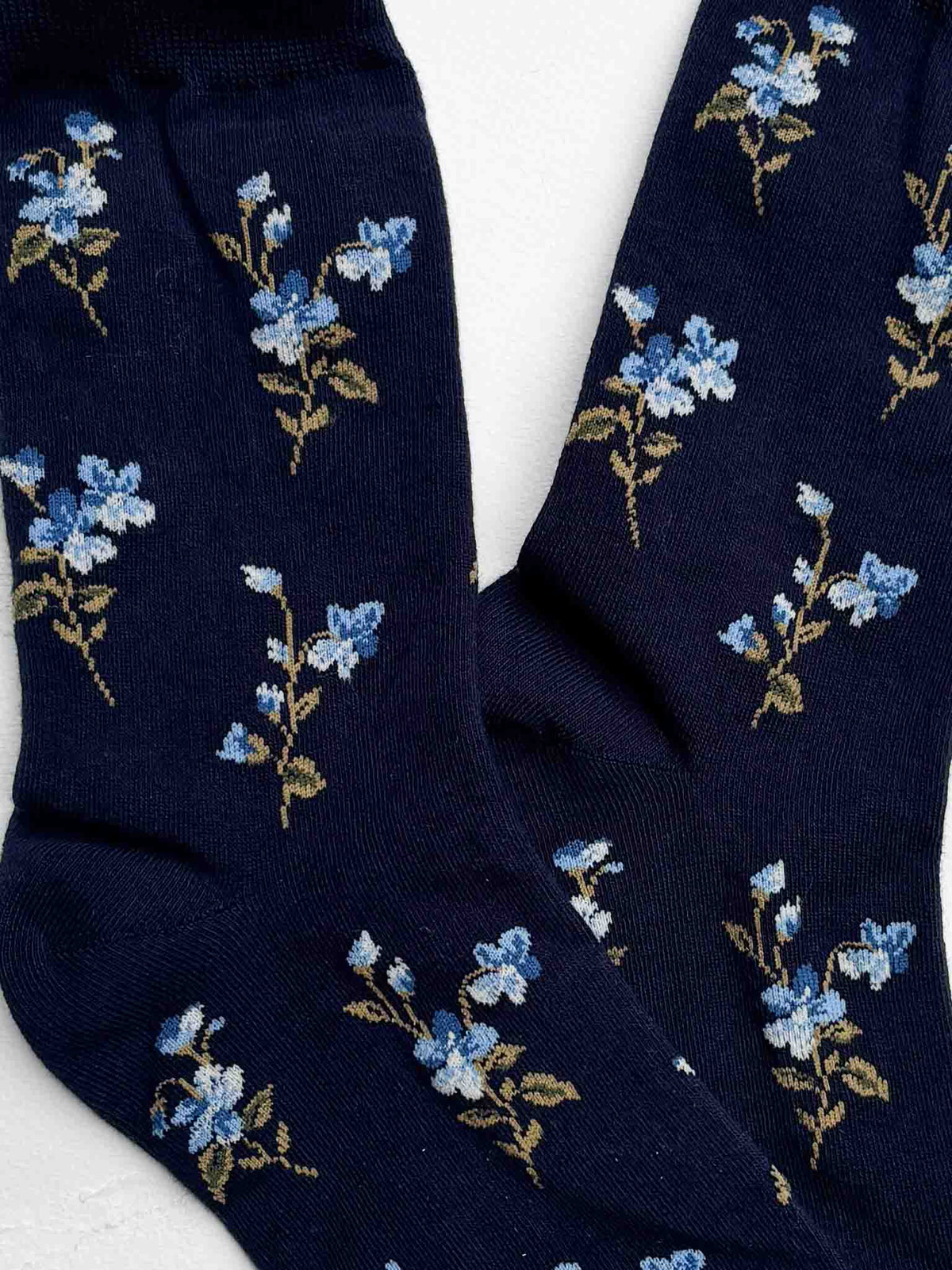 Vintage Floral Cotton Blend Crew Socks