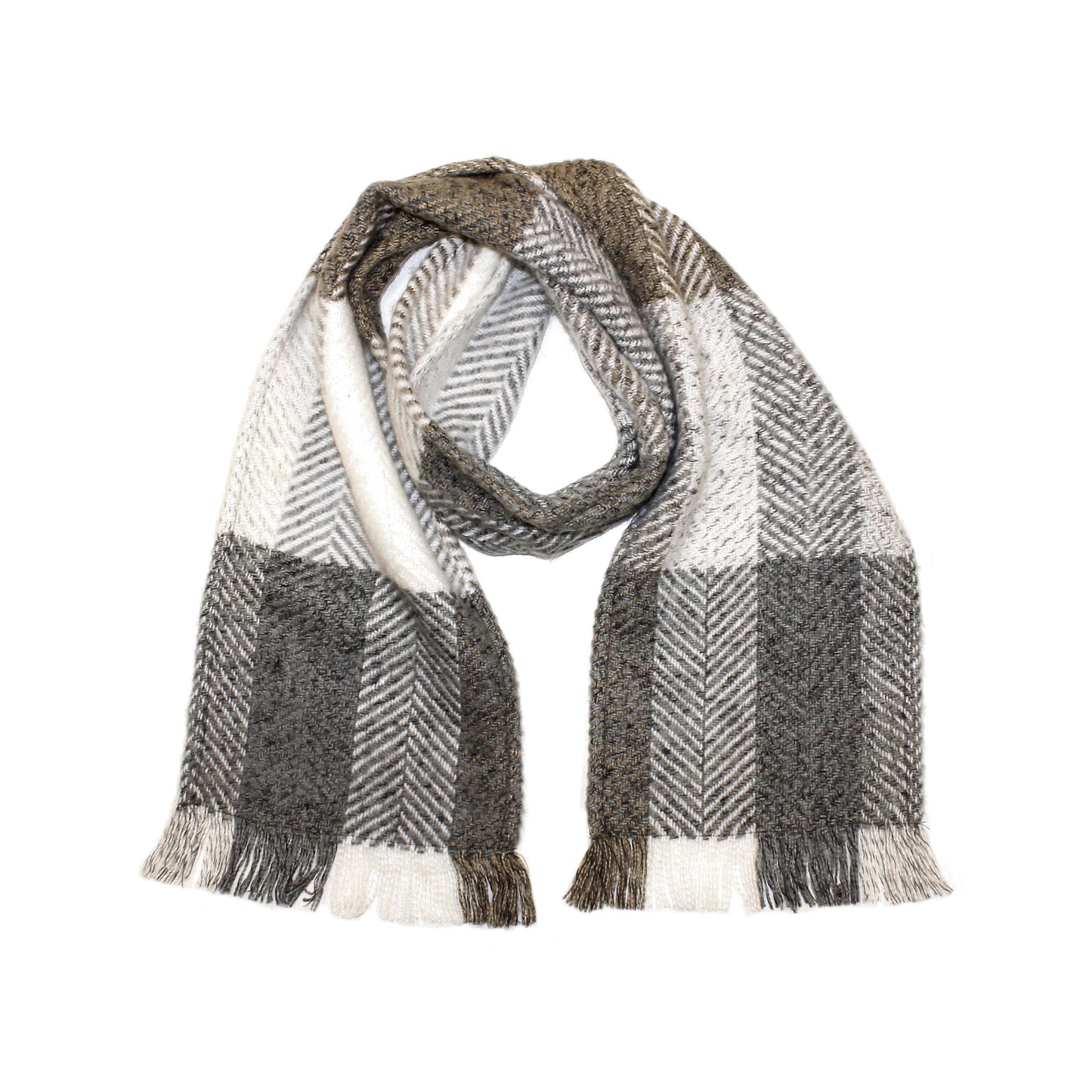 Herringbone Tweed Large Scarf: Green Tweed