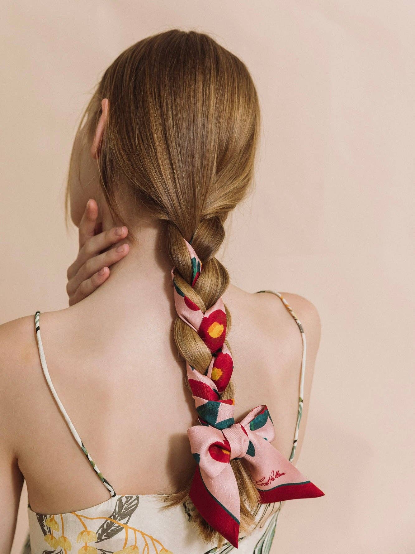"Camellia" Silk Twill Skinny Scarf