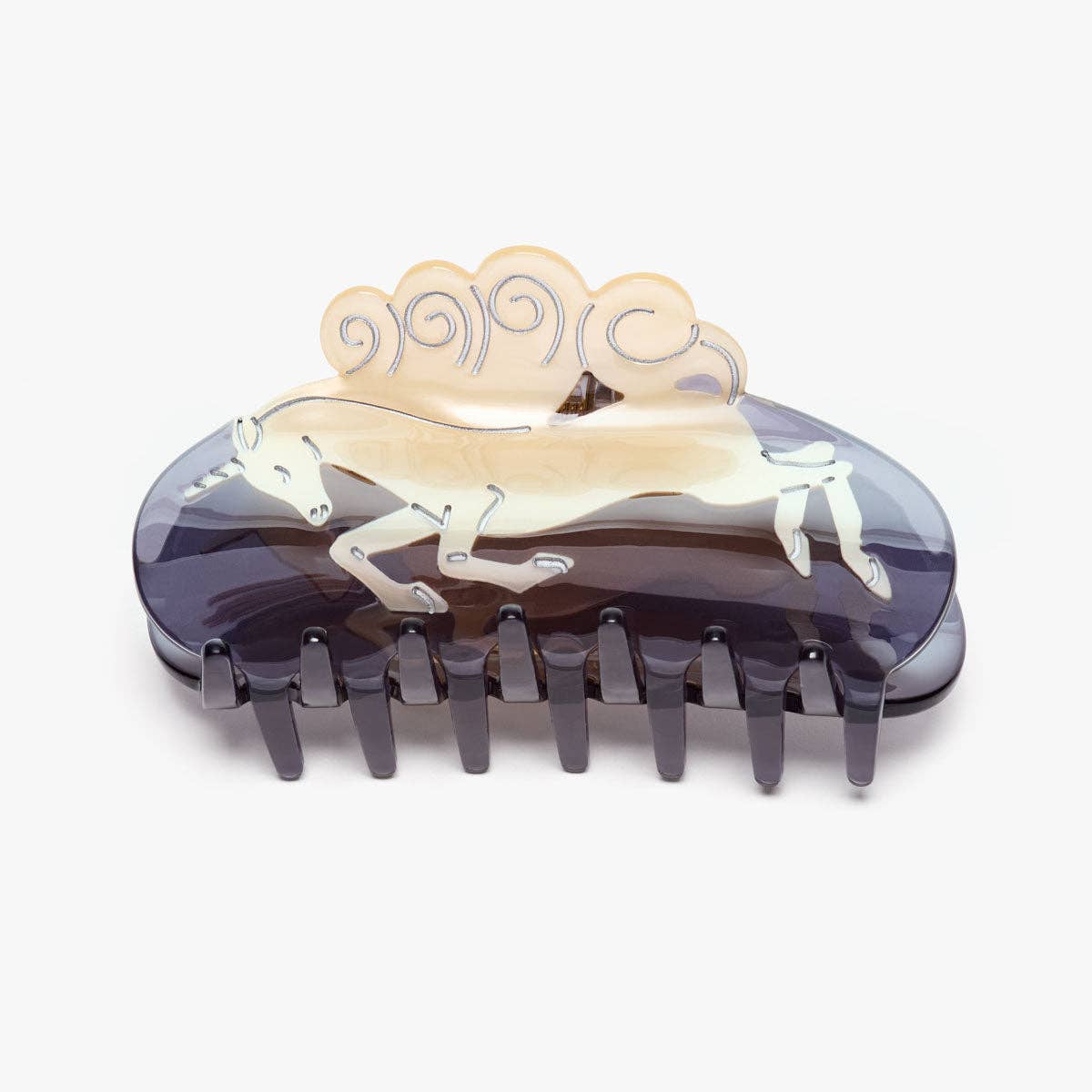 Unicorn Horse Women's Hair Claw Clip Cream and Navy Acetate