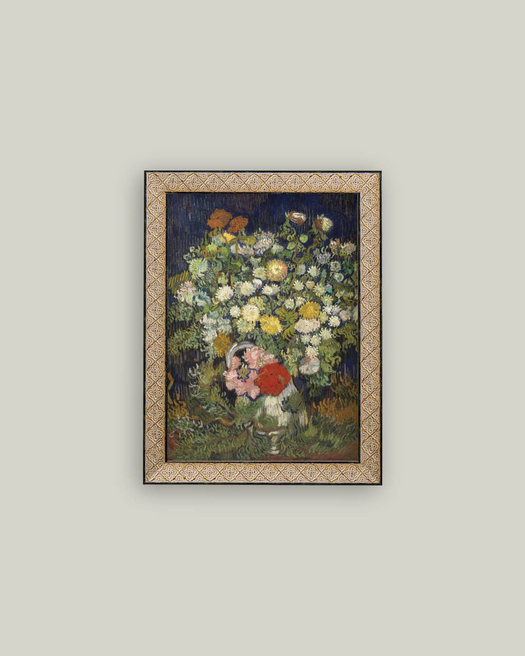 Flowers In Vase Framed Antique Art: 12x16