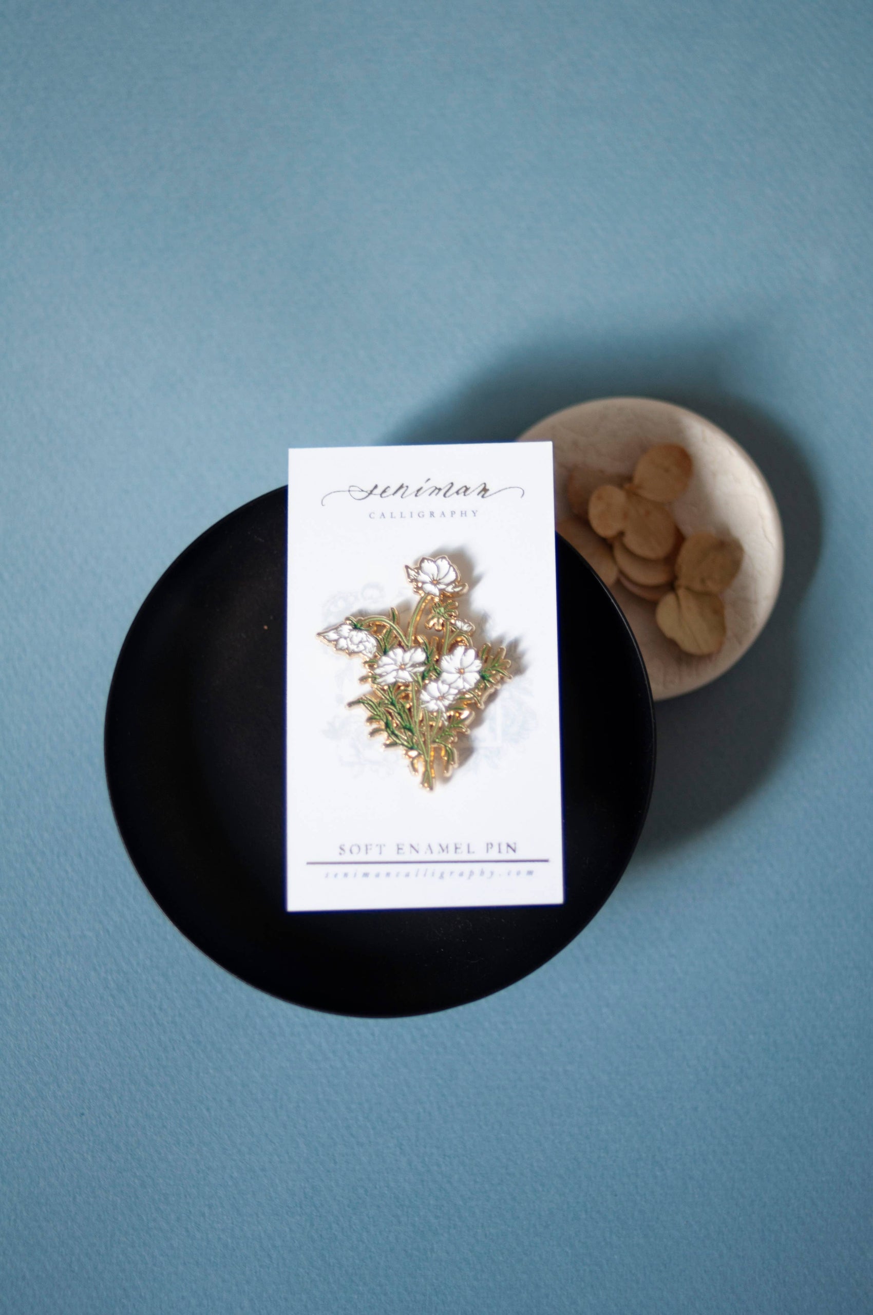 White Cosmos Soft Enamel Pin