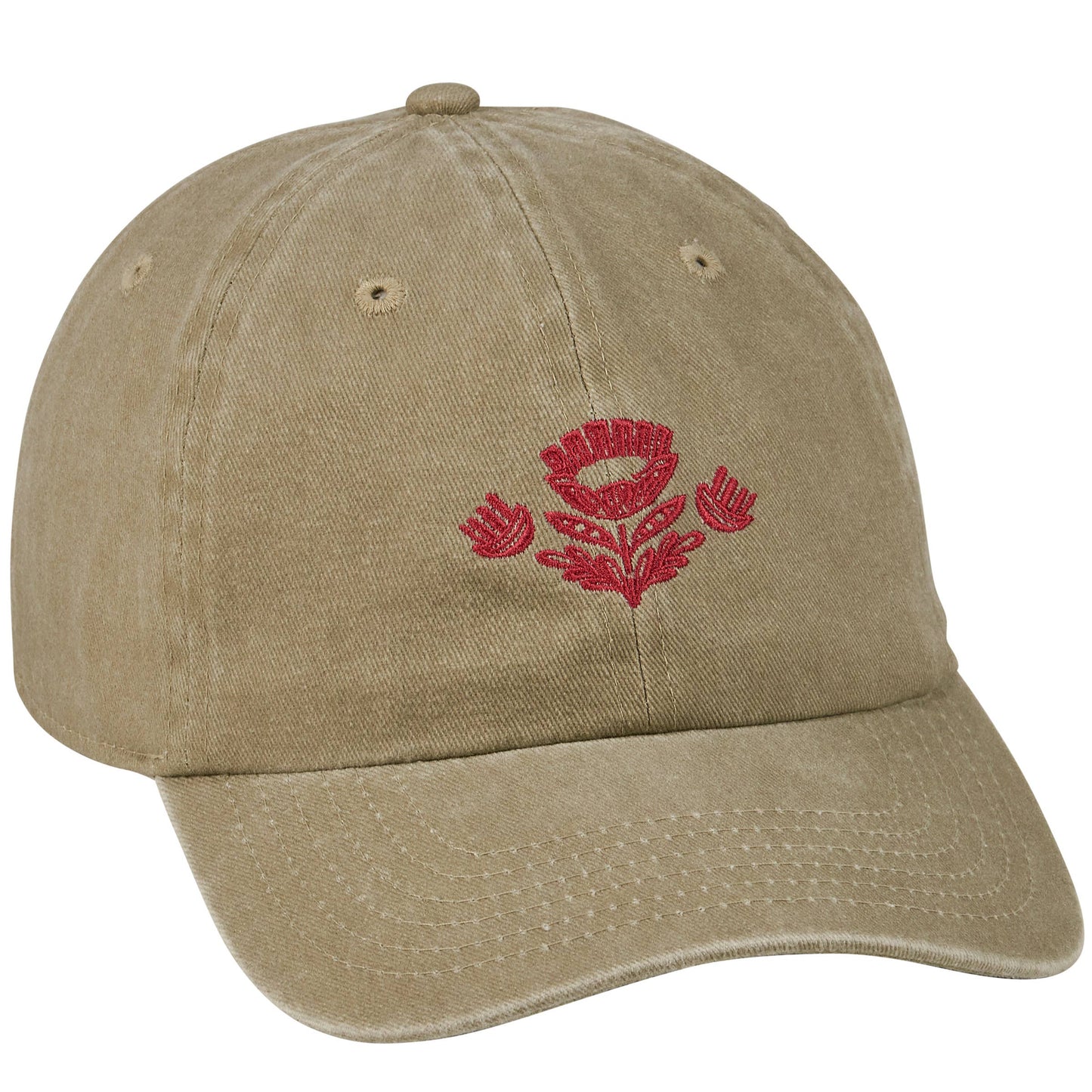 Red Folk Floral Baseball Cap