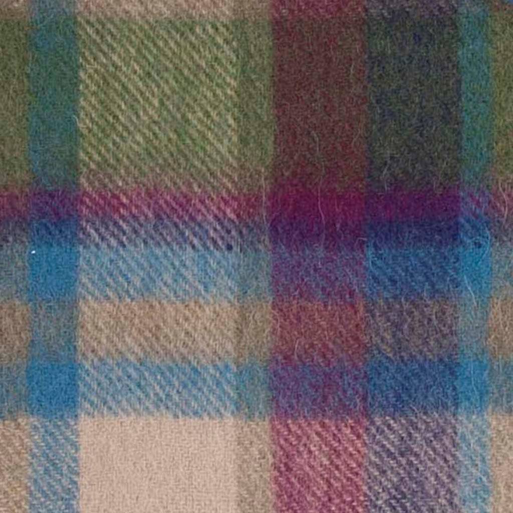 Pure Wool Tartan Check Scarf: Country Purple and Tan