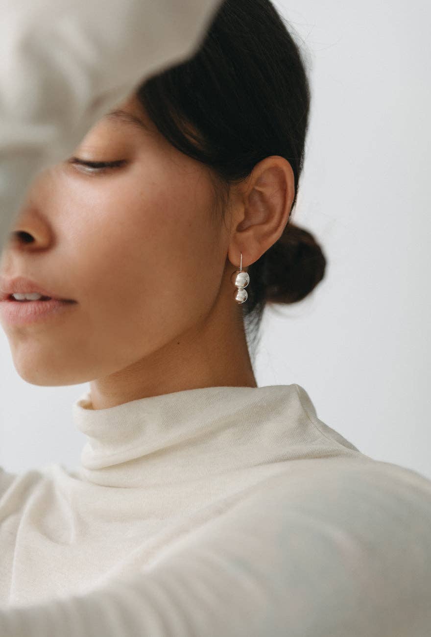 Double Orb Silver Earrings