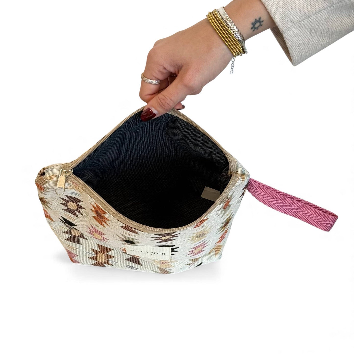 Large Makeup Bag in Spring Geo