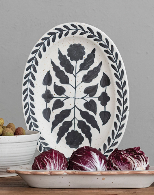 Folk Art Stoneware Platter