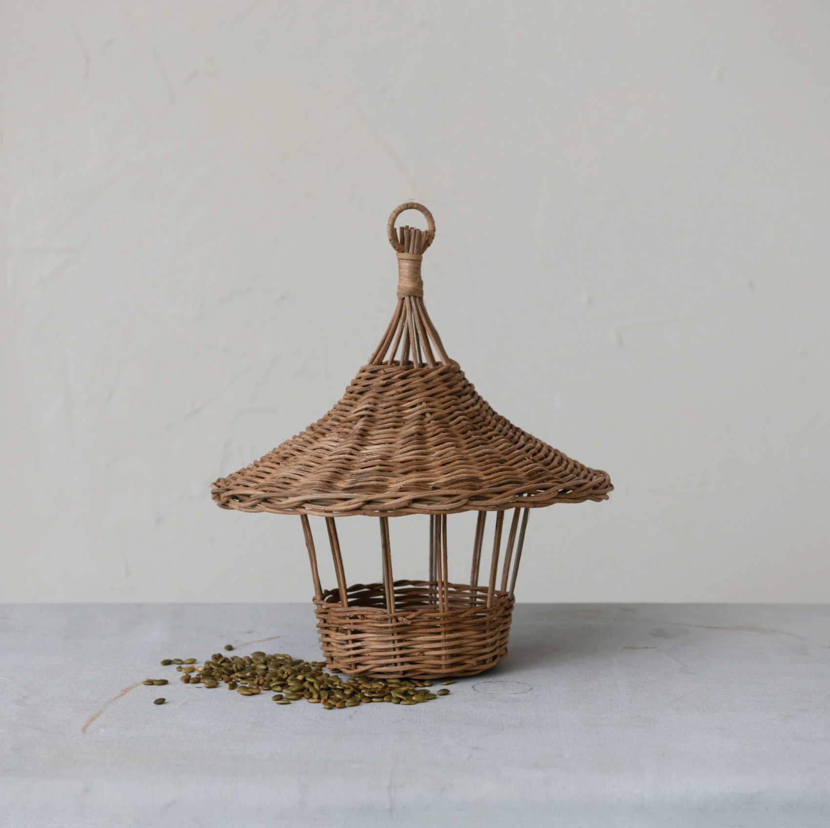 Hand-Woven Wicker Bird Feeder