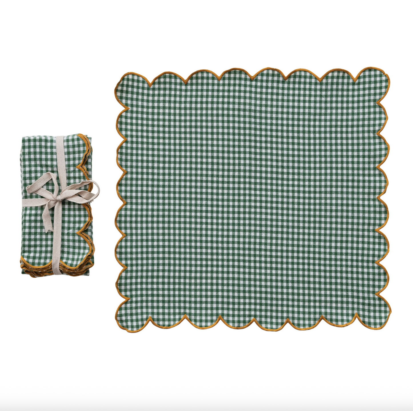 Green Scalloped Gingham Napkins