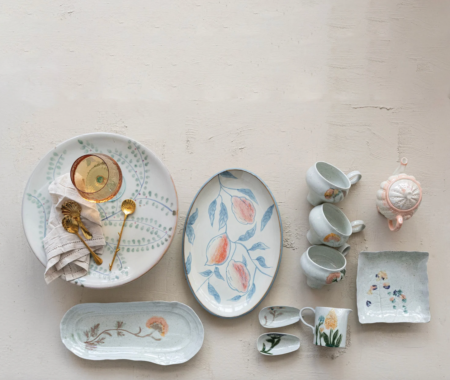 Hand-Painted Platter with Lemons