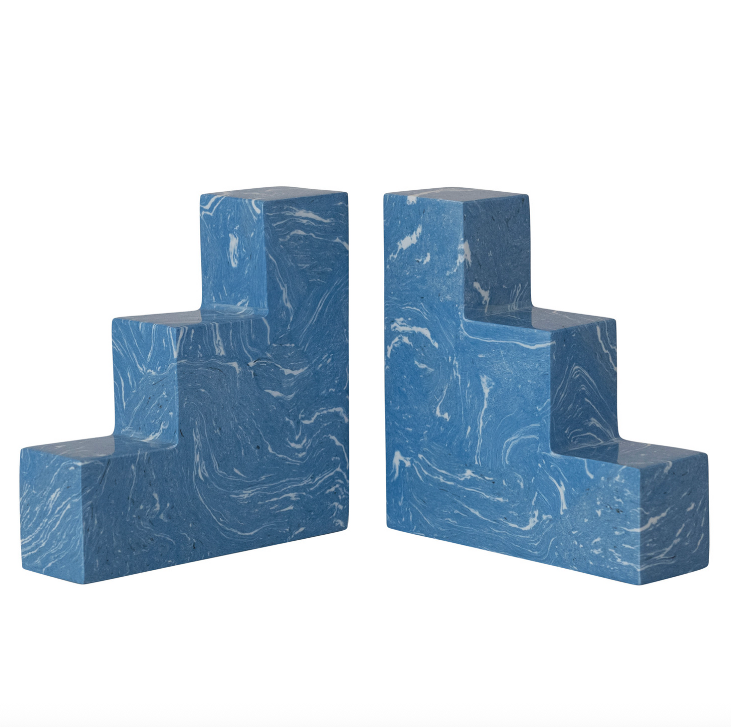 Blue Stairstep Bookends