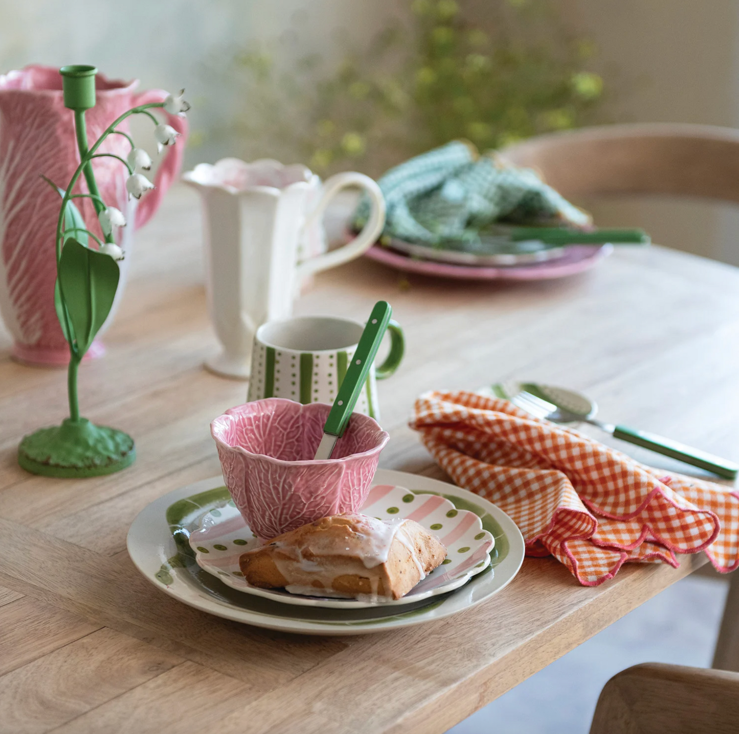 Green Scalloped Gingham Napkins