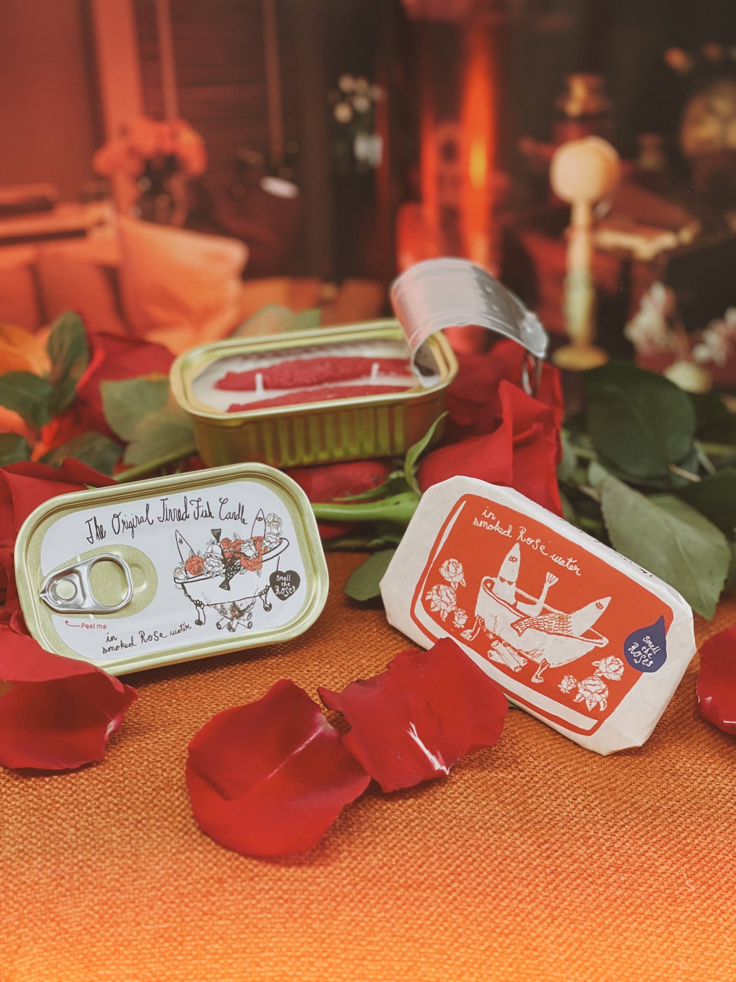 Tinned Fish Candle - Smoked Rose Water Handmade Soy Wax