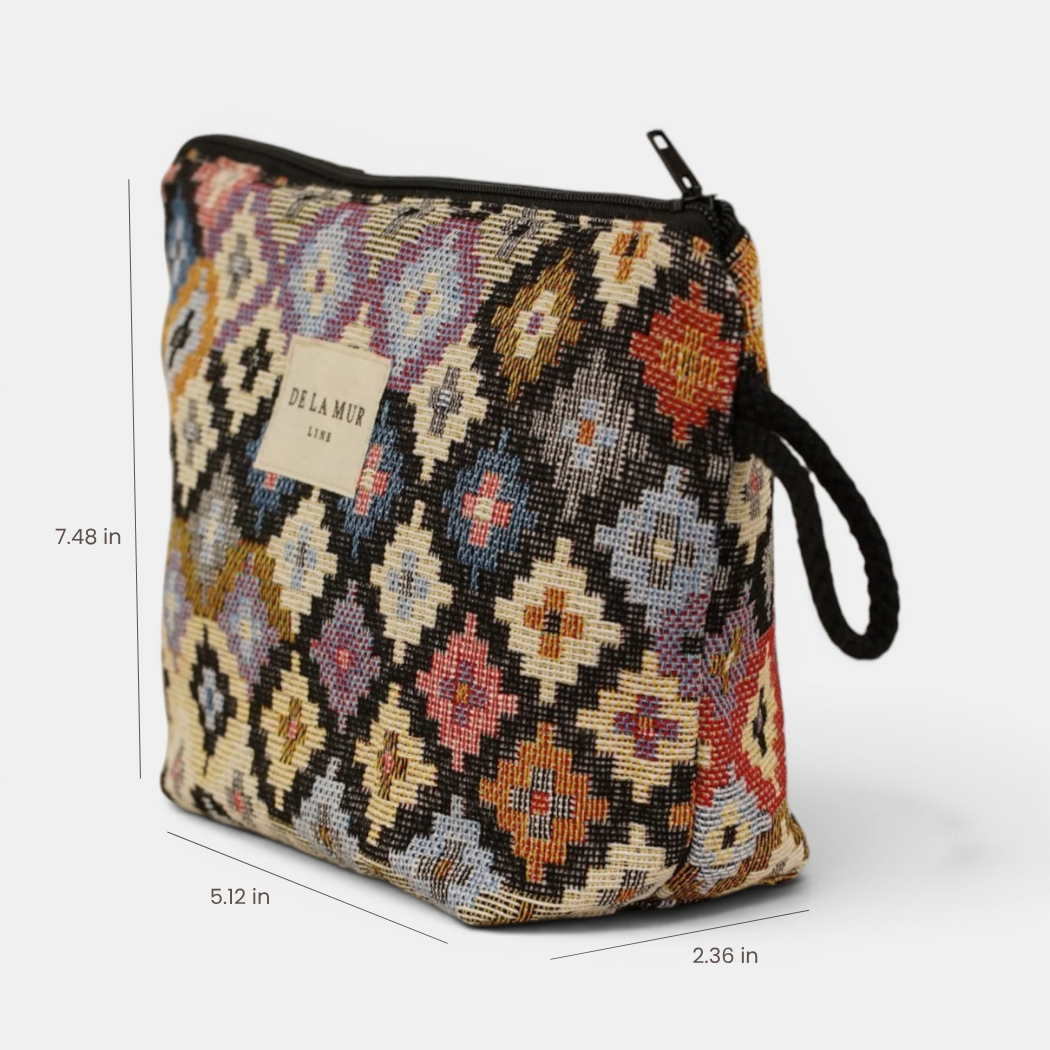 Geometric Jacquard Small Makeup Bag – Multicolor (Ore)