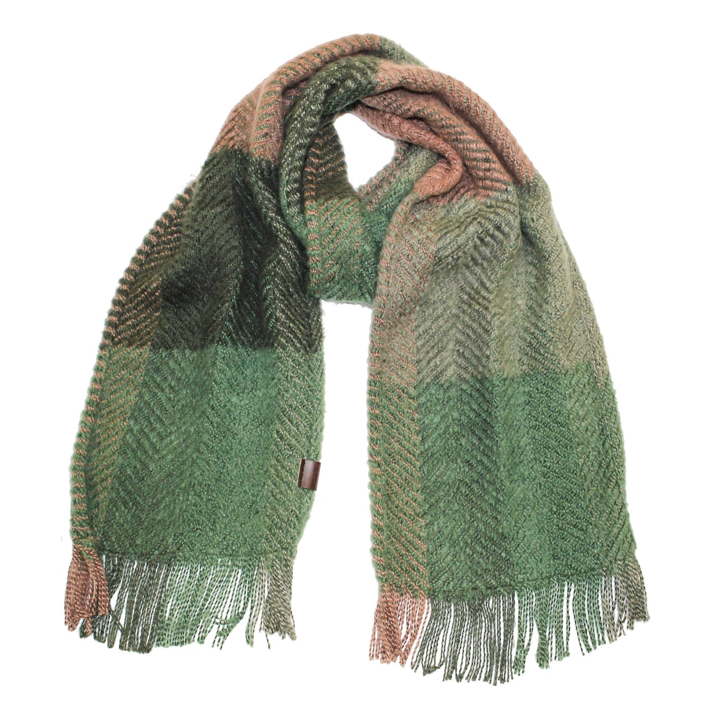 Herringbone Tweed Large Scarf: Green Tweed