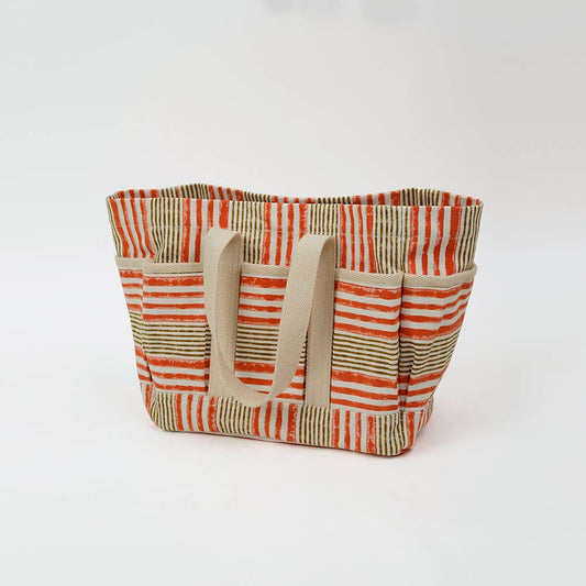 Orange Club Stripe Market Tote