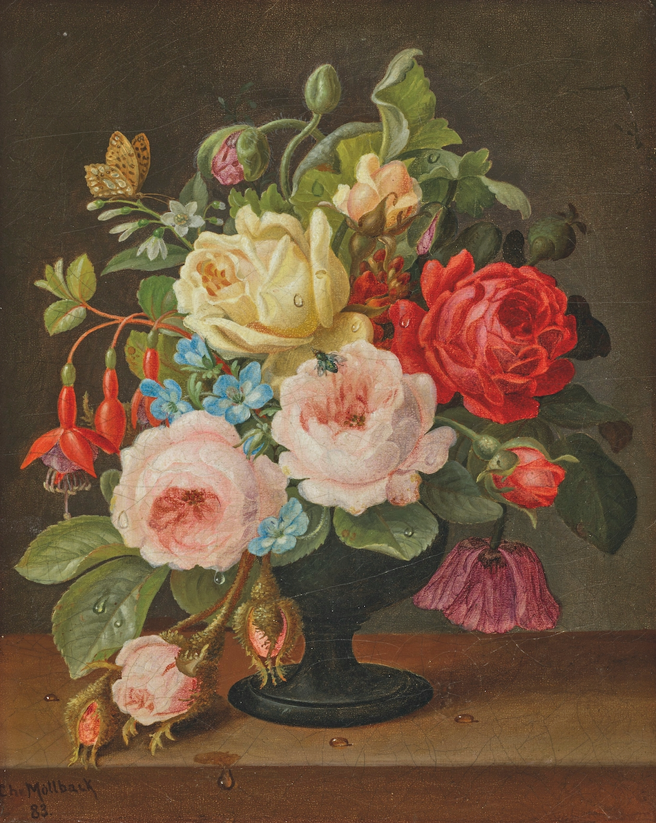 Still Life Florals 19th Century II Antique Art Print