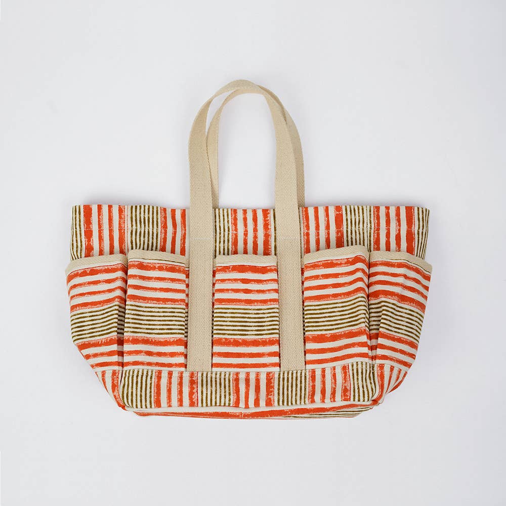 Orange Club Stripe Market Tote