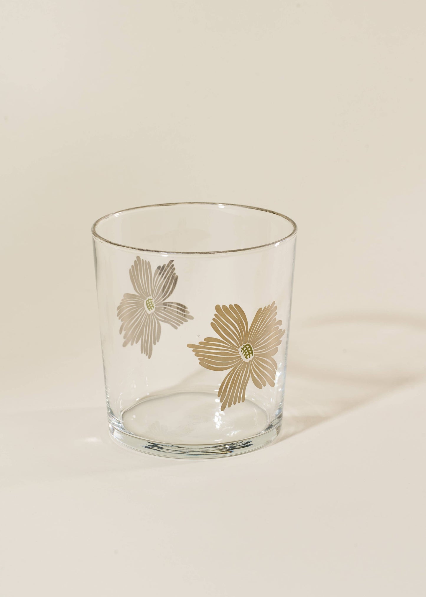 Silver Flower 12.5 Ounce Glass Tumbler