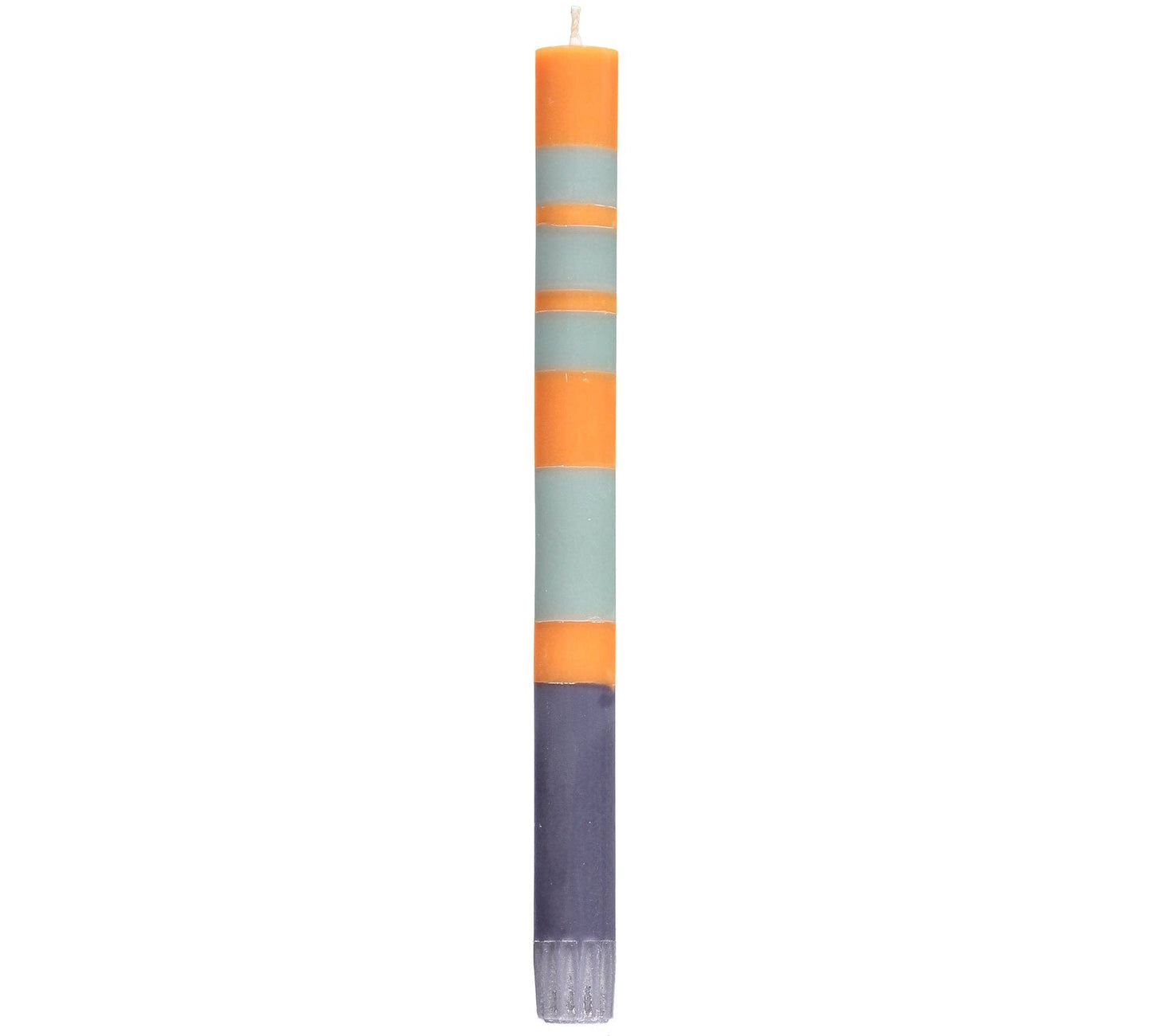 BRITISH COLOUR STANDARD - 25cm / 10'' H Striped Gunmetal, Opaline & Marigold Eco Dinner Candles, Gift Box of 4