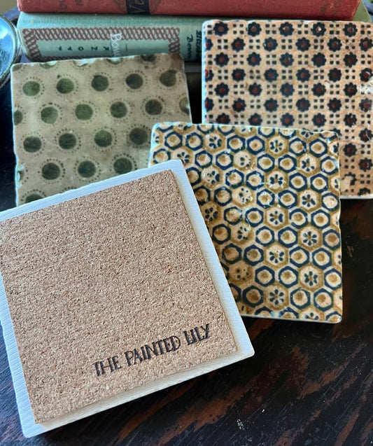 Sepia Antique Book Covers stone coasters - case of 4