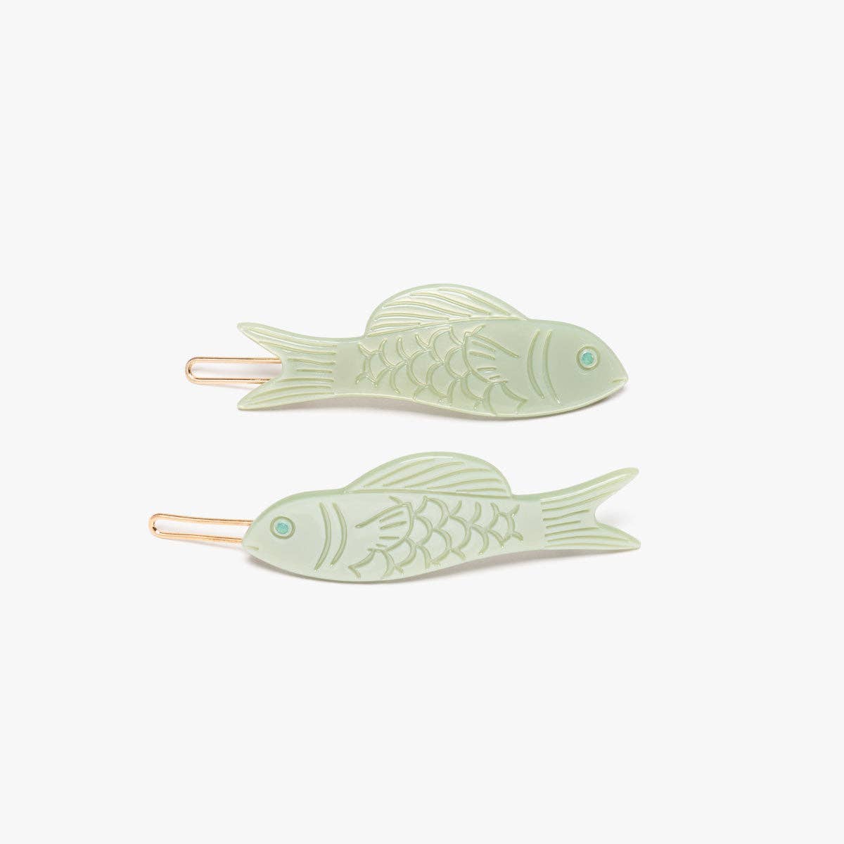 Jade Green Acetate Fish Women's Hair Clip Barrette Set