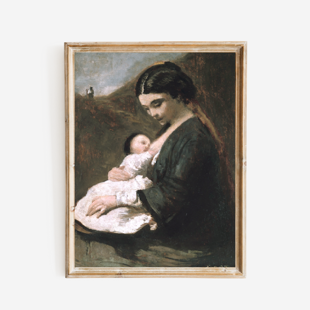 Mother and Child Antique Art Print