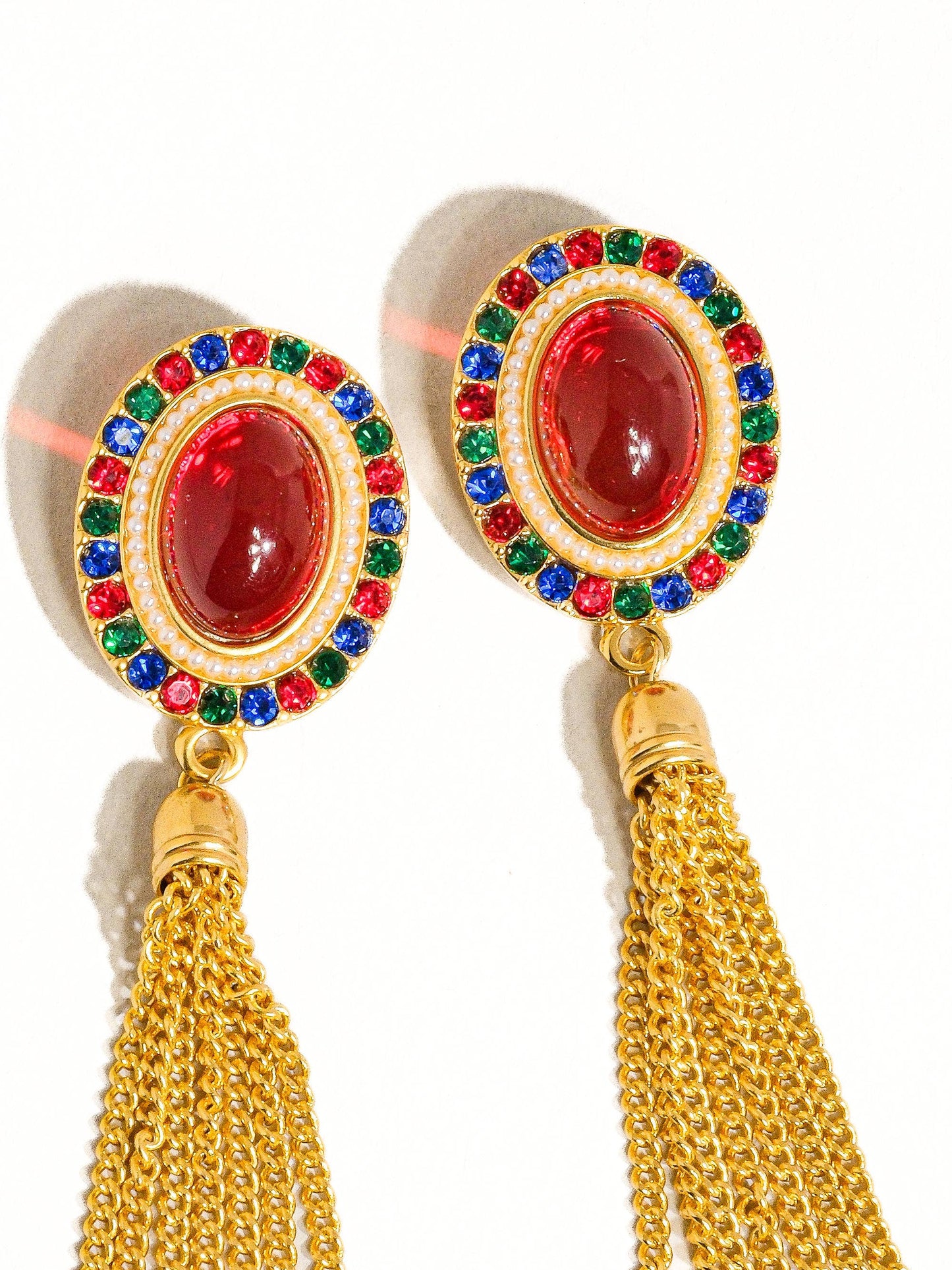 Fleur Gold Dressy Tassel Earring: Blue